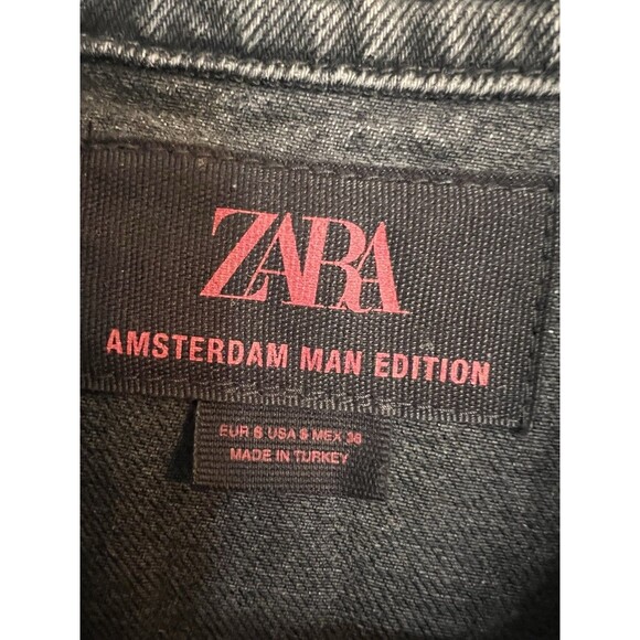 Zara Amsterdam Man Edition Denim Jean Jacket Gray Black Size S - Picture 5 of 8
